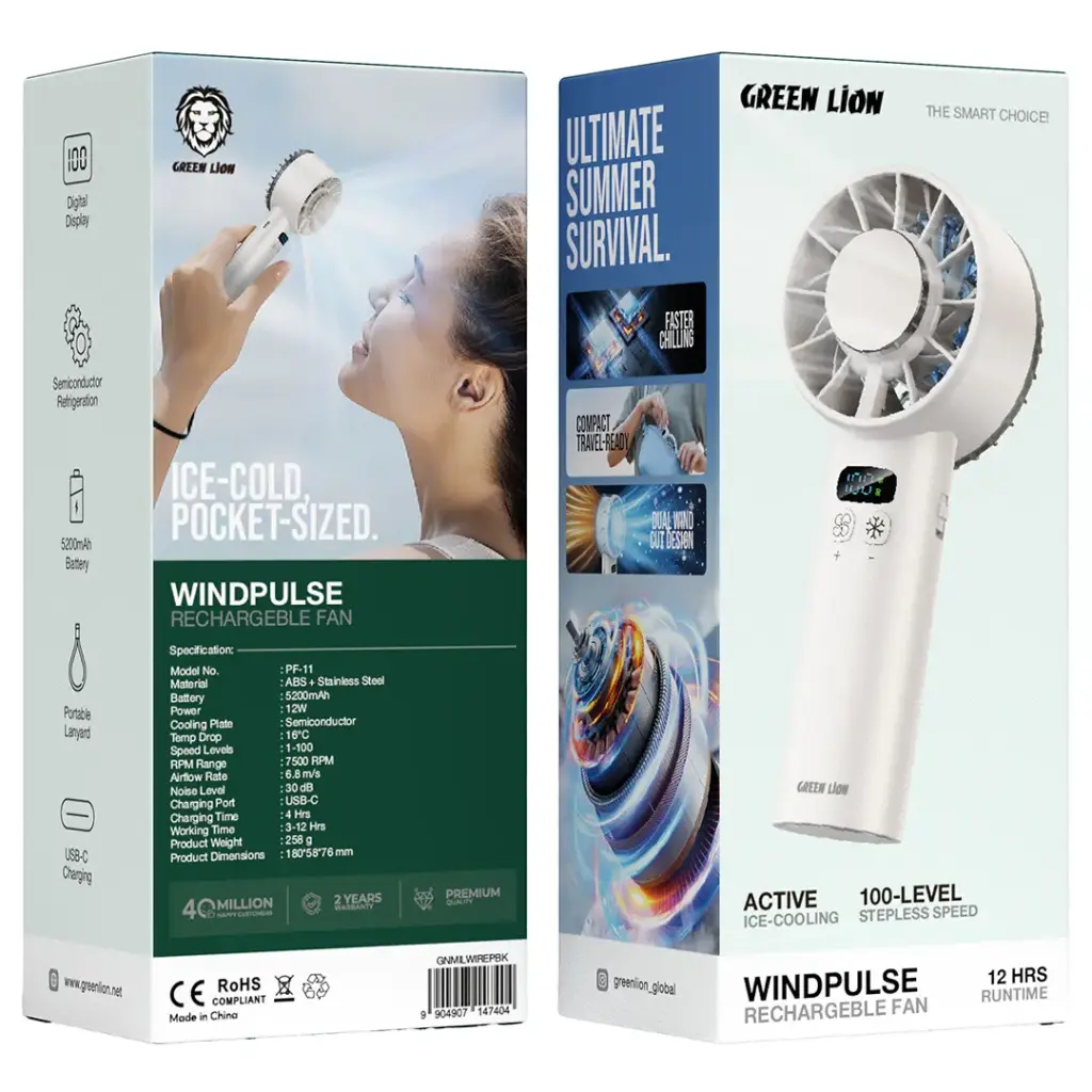 پنکه دستی گرین لاین مدل Green Lion Windix Pro Handheld Cooling Fan
