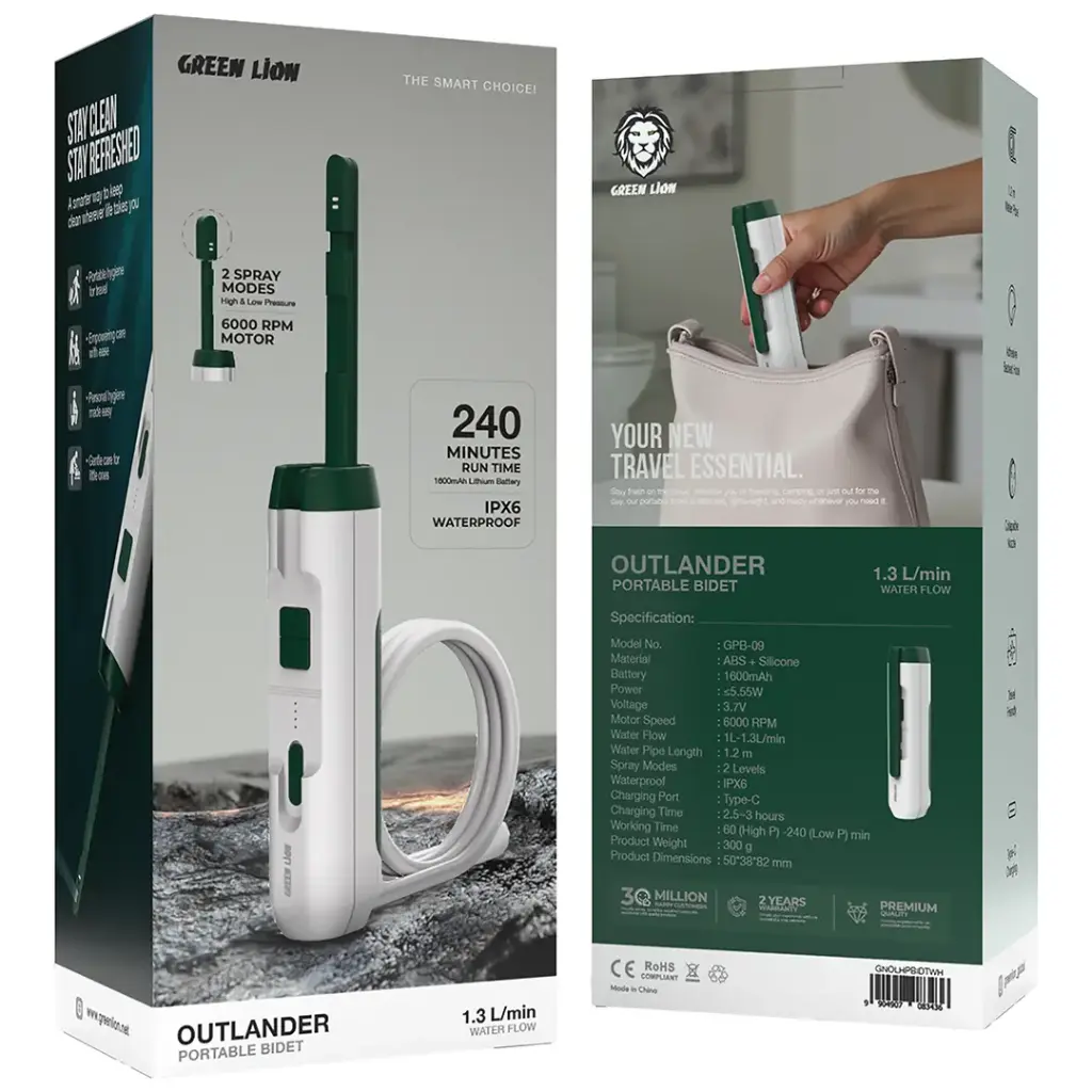 خودشور شارژی گرین لاین مدل GREEN LION OUTLANDER PORTABLE BIDET GNOLHPBIDT