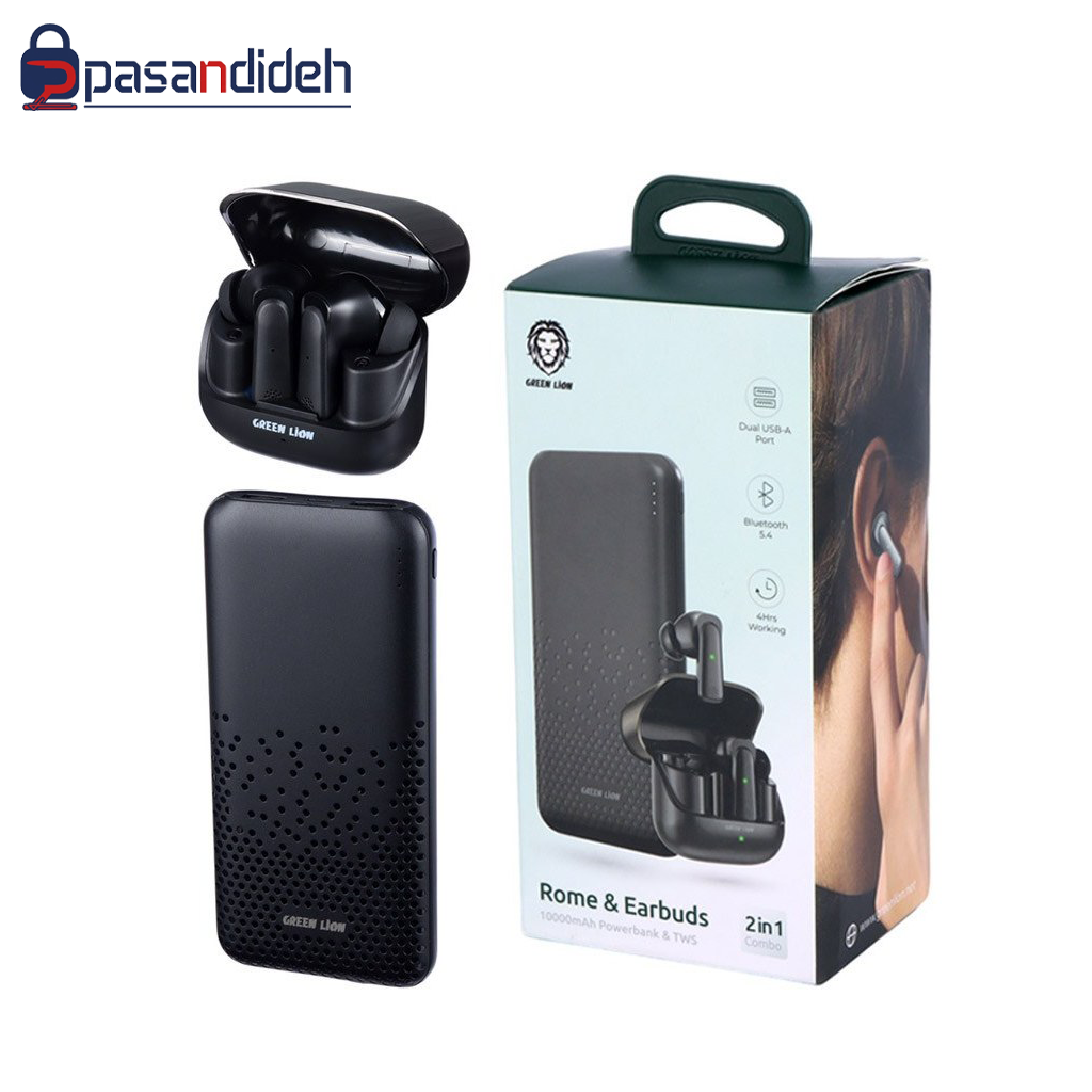 پاوربانک 10k گرین لاین مدل Green lion ROME EARBUDS