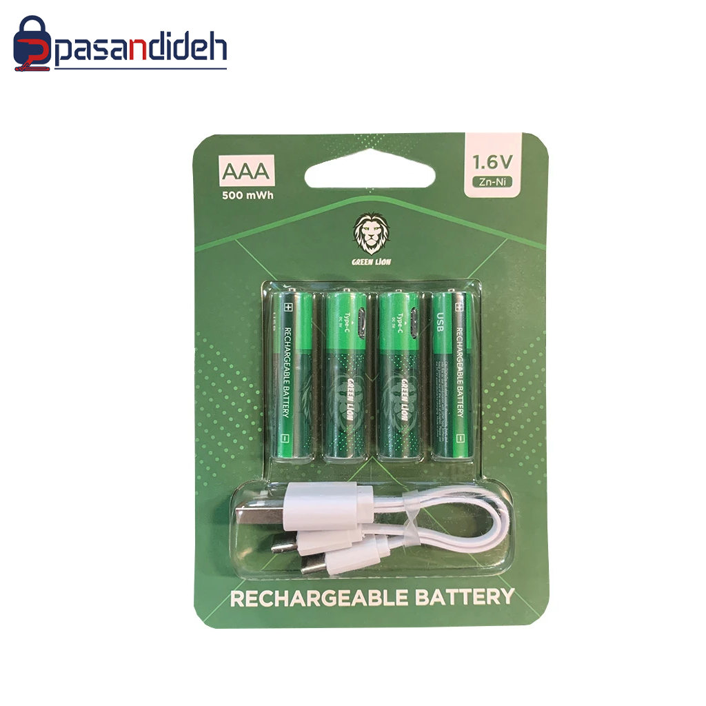 پک 4 عددی باتری نیم قلمی شارژی گرین لاین Green Lion AAA Rechargeable Battery